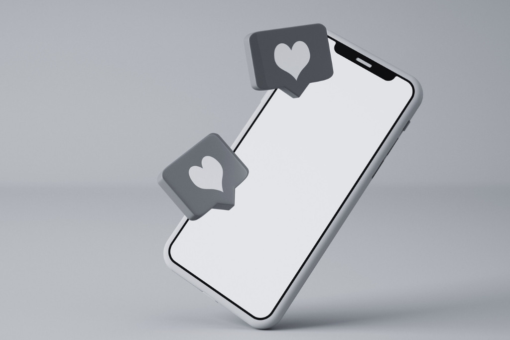 Thoughtful social media strategy represented through brand identity materials on a clean workspace.