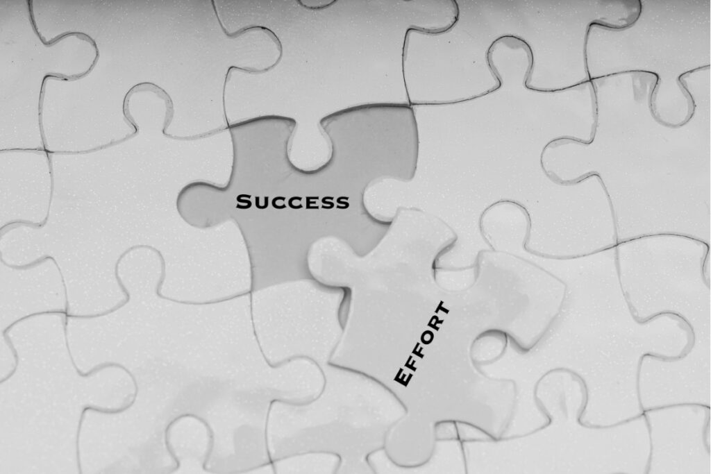 Puzzle pieces showing success and effort, symbolizing business direction and structure